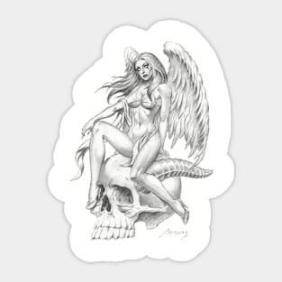 Angel on Demon Skull Sticker